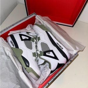 Air jordan 4 white green men's sneakers